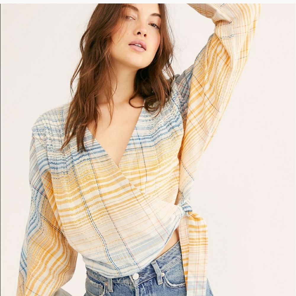 Free People Maldives Wrap Top in Misty Combo